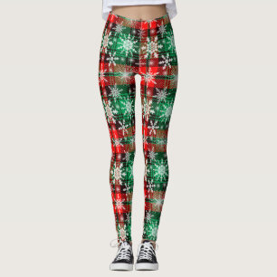 Leggings Navidades De Plaid And Snowflakes