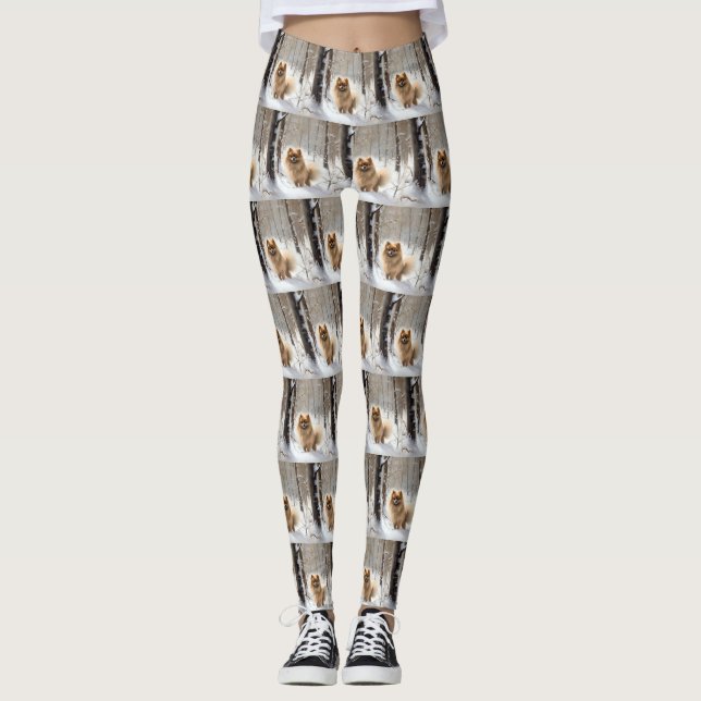 Leggings Navidades de Pomeranian Let It Snow (Anverso)