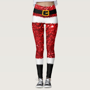 Leggings Navidades de Purpurinas de disfraces de Santa Clau