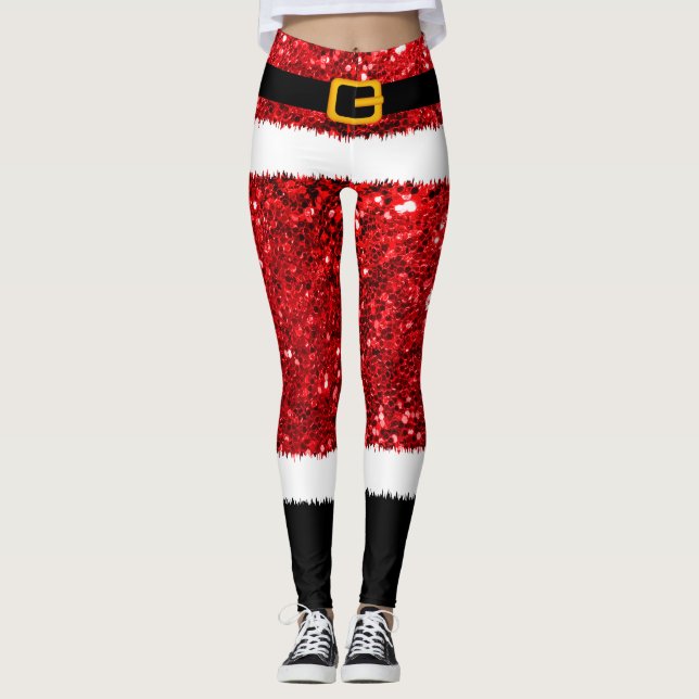 Leggings Navidades de Purpurinas de disfraces de Santa Clau (Anverso)