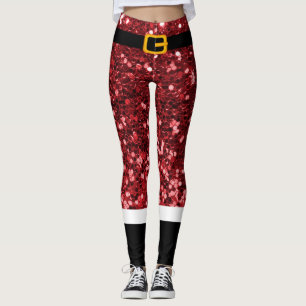 Leggings Navidades de Purpurinas de disfraces de Santa Clau
