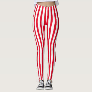 Leggings Navidades de rayas verticales rojas y blancas