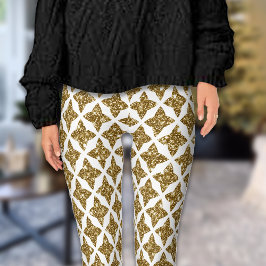 Leggings Navidades de Razzle Dazzle Estrellas de Oro Purpur