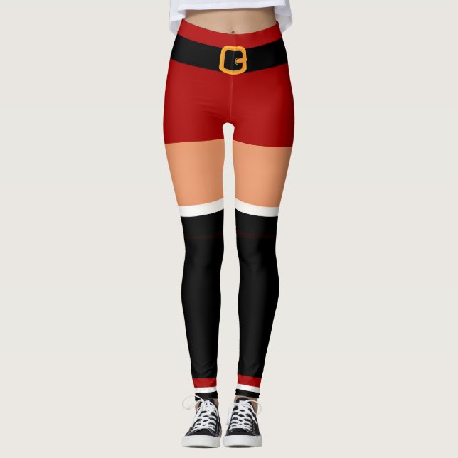 Leggings Navidades de Santa Claus insensibles negros y rojo (Anverso)