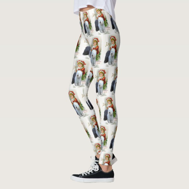 Leggings Navidades de Sheepdog ingleses viejos (Izquierda)