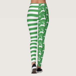 Leggings Navidades de venado verde y rayas
