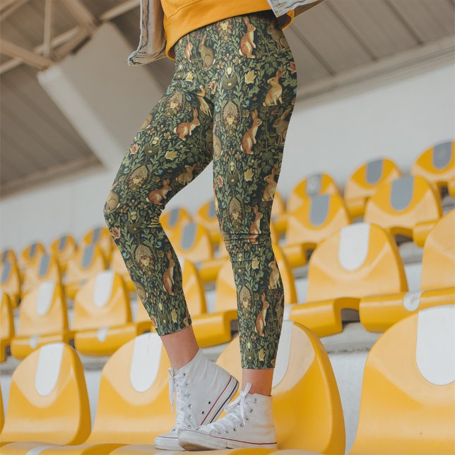 Leggings Navidades de William Morris Woodland Floral Rabbit (Subido por el creador)