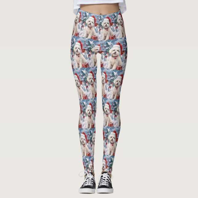 Leggings Navidades del Bichon Frise Dog Winter Wonderland A (Anverso)