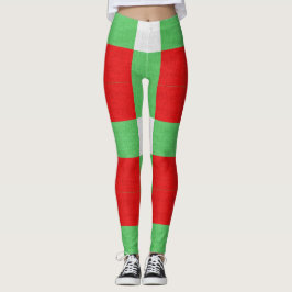 Leggings Navidades del patrón de bloques rojo, verde y blan