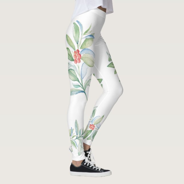 Leggings Navidades del Red y el Holly Verde bonito (Derecha)