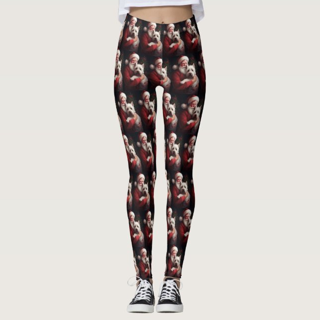 Leggings Navidades del West Highland White Terrier Santa Cl (Anverso)