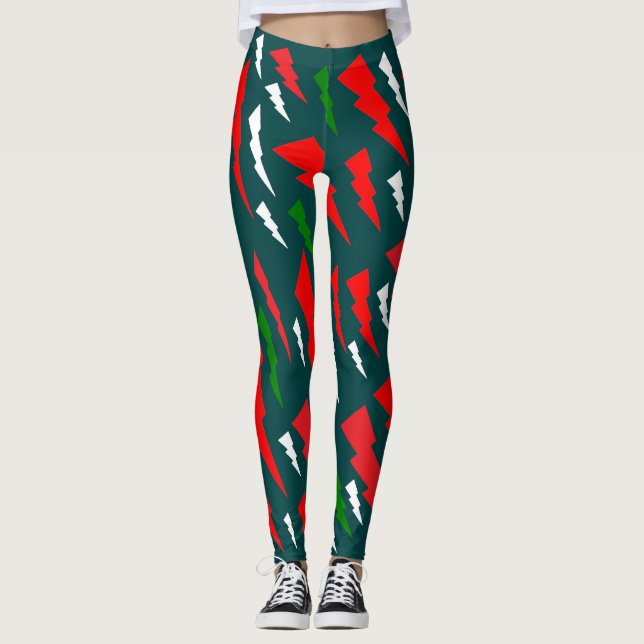 Leggings Navidades diseñan rojo blanco verde alegre diversi (Anverso)