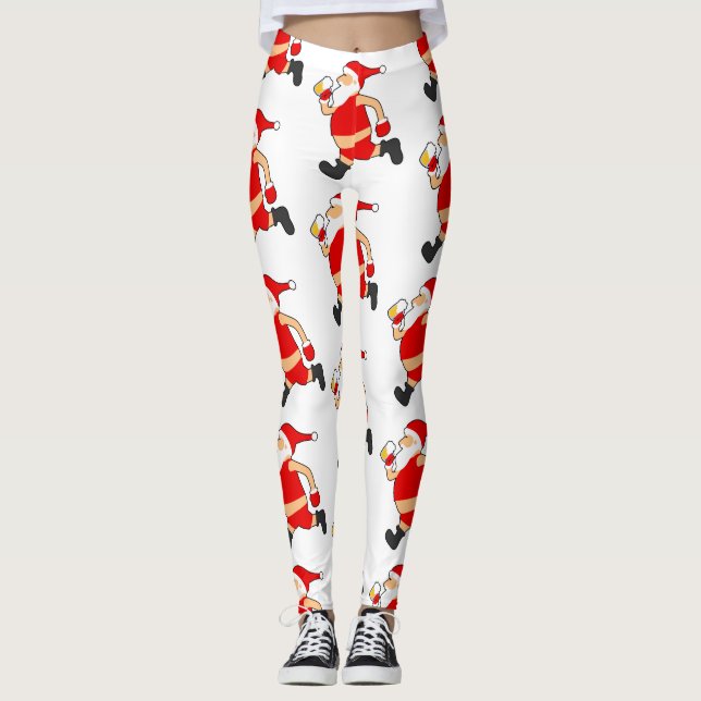 Leggings navidades divertidos de cerveza santa (Anverso)