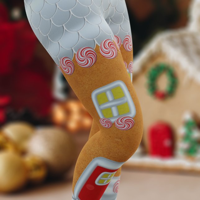 Leggings Navidades divertidos de la casa de Gingerbread fes (The most outrageous gingerbread house festive leggings this side of Christmas. Do you dare to wear?)