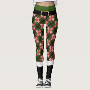 Leggings Navidades divertidos modernos de Elf Santa Costume