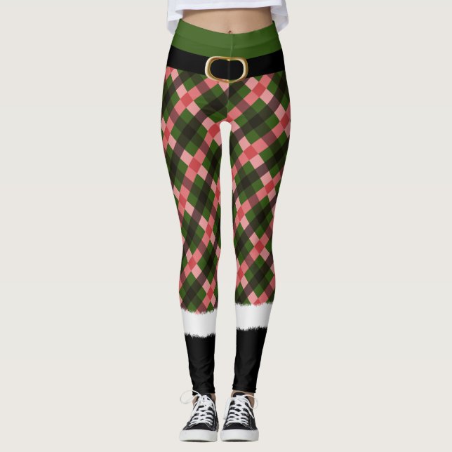 Leggings Navidades divertidos modernos de Elf Santa Costume (Anverso)