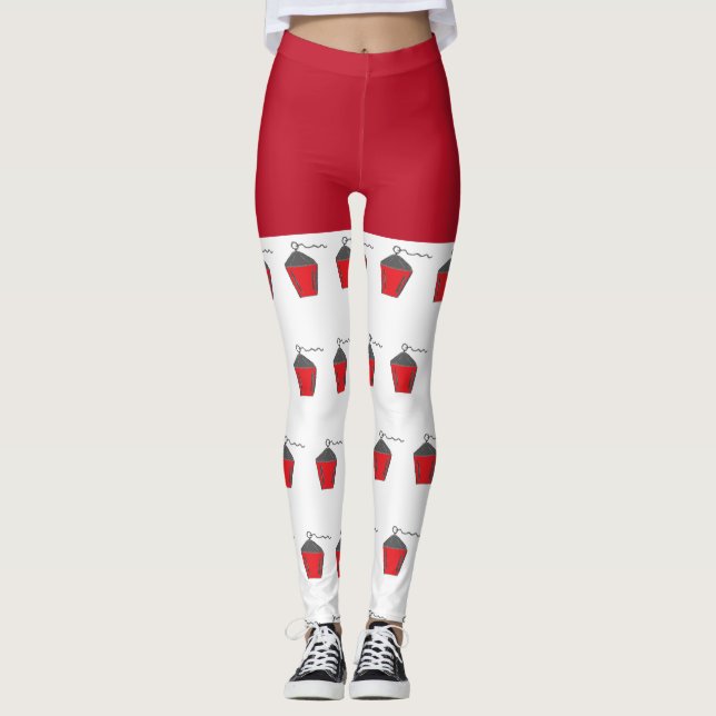 Leggings Navidades divertidos Red Bryn Mawr Lantern Piernas (Anverso)