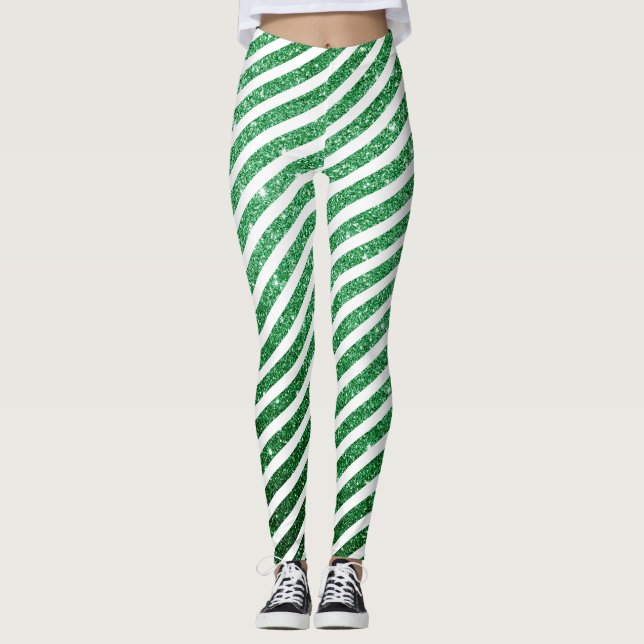 Leggings Navidades dulces Candy Cane Purpurina Green Strike (Anverso)