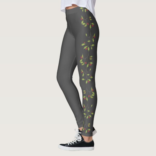 Leggings Navidades Elegantes Holiday Holly Berries Cute (Izquierda)