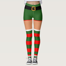 Leggings Navidades Elf Disfrazan Piernas de rayas verdes ro