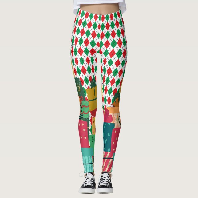 Leggings Navidades-Elf En Las Piernas De La Estante En El P (Anverso)