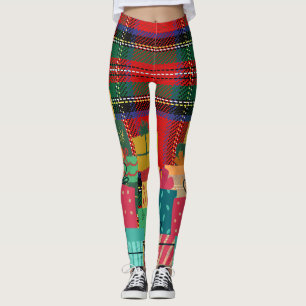 Leggings Navidades-Elf En Las Piernas De La Estante En El P
