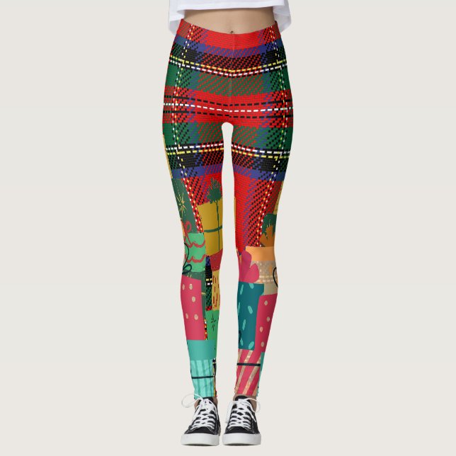 Leggings Navidades-Elf En Las Piernas De La Estante En El P (Anverso)