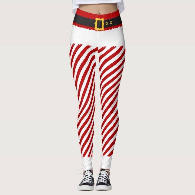 Leggings Navidades Elf Red Stripes Vestir Piernas (Anverso)