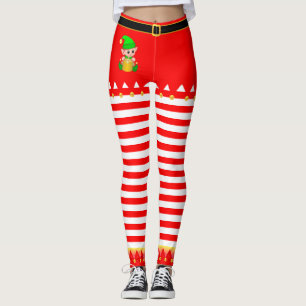 Leggings Navidades elf y jingle Bells con rayas rojas blanc