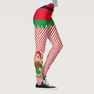 Leggings Navidades elfos de Santa Claus cortan raya