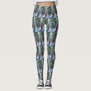 Leggings Navidades en motocicleta de Boston Terrier Dog Rid