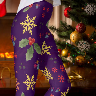 Leggings Navidades envueltos en morado oscuro