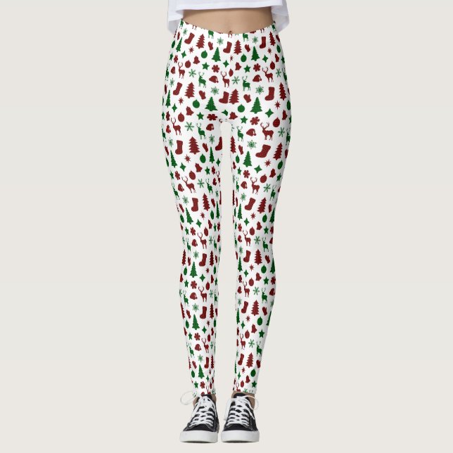 Leggings Navidades envueltos Papel Xmas Árboles en reposici (Anverso)