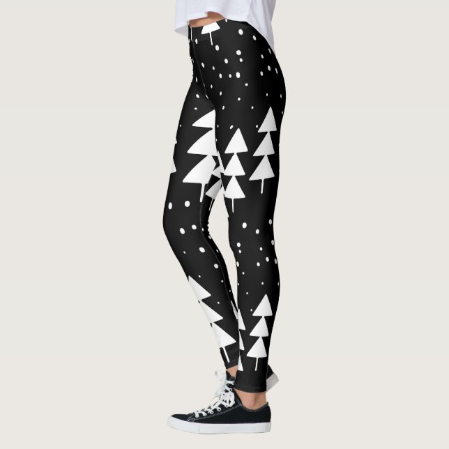 Leggings Navidades escandinavos íntimos Árboles blancos y n (Izquierda)