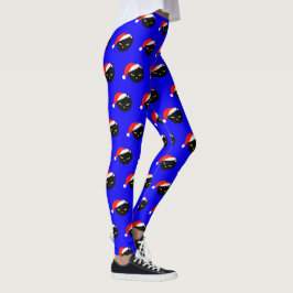 Leggings Navidades feos del gato negro de Santa Royal Blue