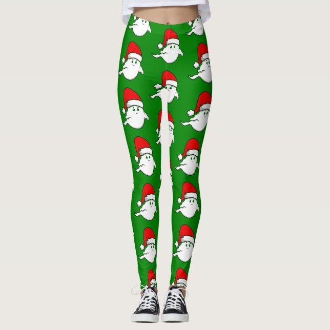 Leggings navidades feos fantasma espeluznante verde (Anverso)
