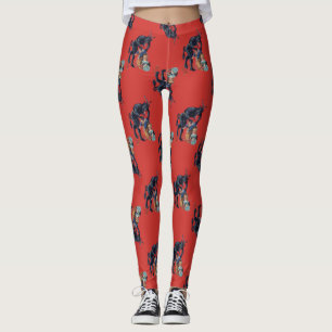 Leggings navidades feos krampus rojo antiguo