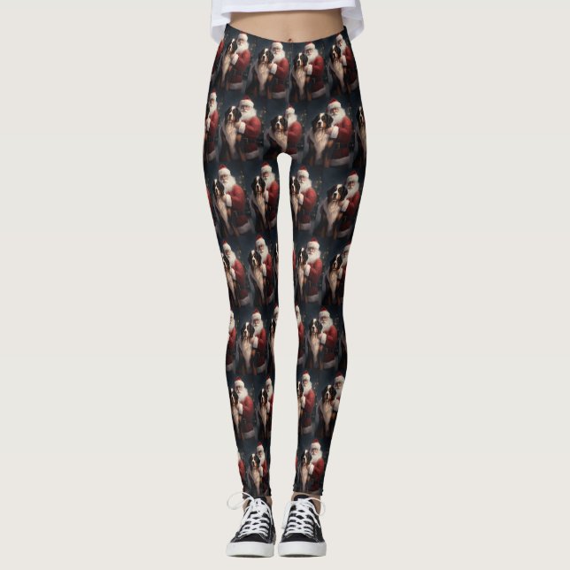 Leggings Navidades festivos Bernese Mountain Dog Santa Clau (Anverso)