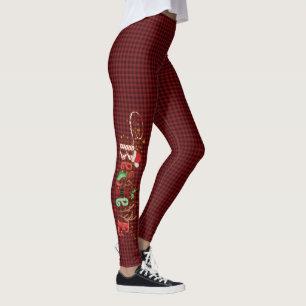 Leggings Navidades festivos creen que la placa negra roja