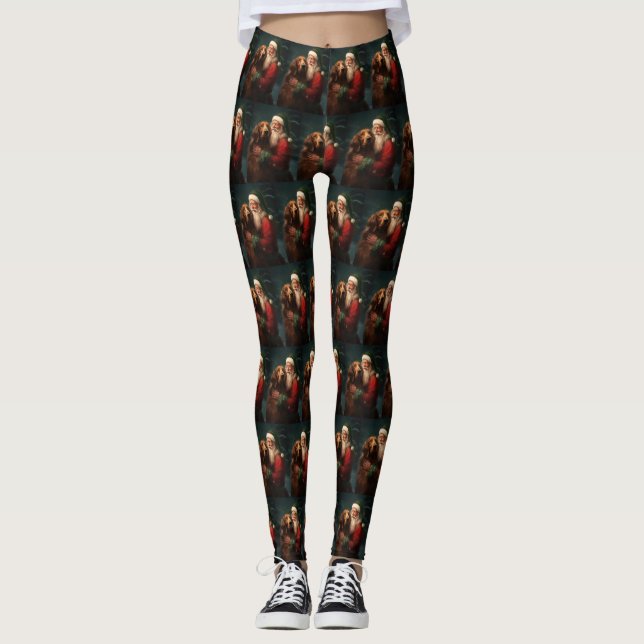 Leggings Navidades festivos de la Red Setter Santa Claus de (Anverso)