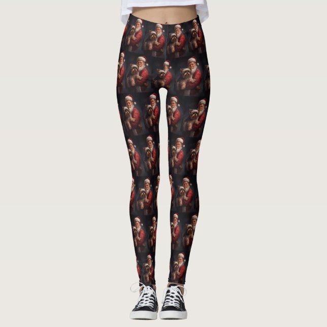 Leggings Navidades festivos de Yorkshire Terrier Santa Clau (Anverso)