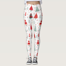 Leggings Navidades festivos del patrón de árbol escandinavo