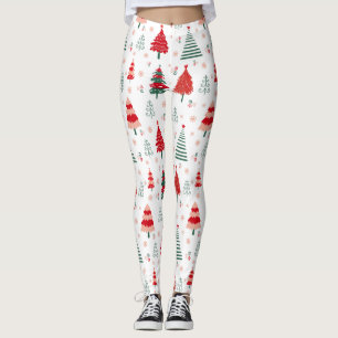 Leggings Navidades festivos del patrón de árbol escandinavo