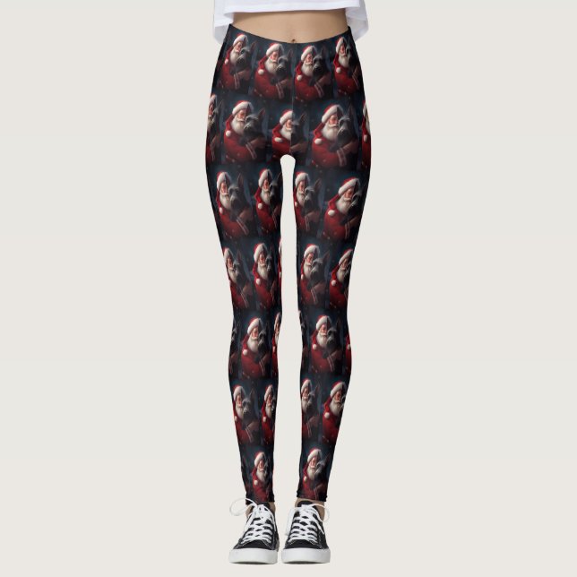 Leggings Navidades festivos Scottish Terrier Santa Claus (Anverso)