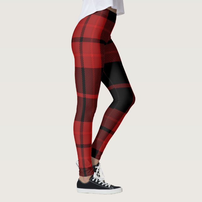 Leggings Navidades festivos Vacaciones Red Plaid Tartán Imp (Derecha)