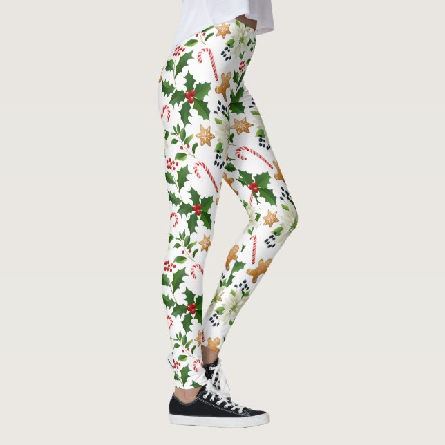 Leggings Navidades Floral Holly Candy Canes Gingerbread (Derecha)