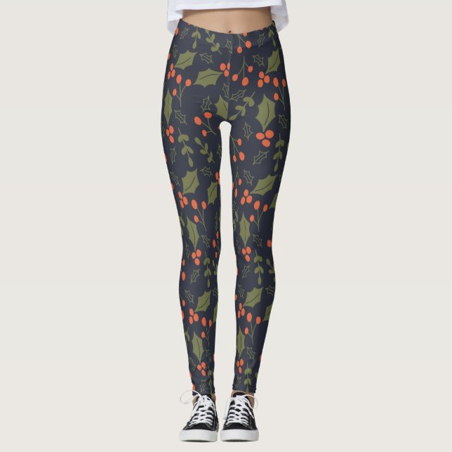 Leggings Navidades Foliage Foliage Holly Greenery (Anverso)