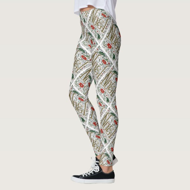 Leggings navidades franceses vintage poinsettia joyeux noel (Izquierda)