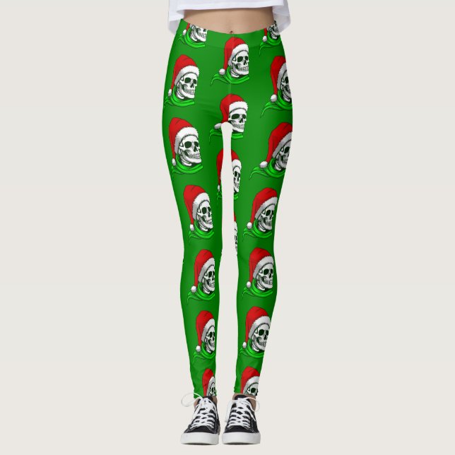 Leggings navidades góticos santa skull skeleton (Anverso)