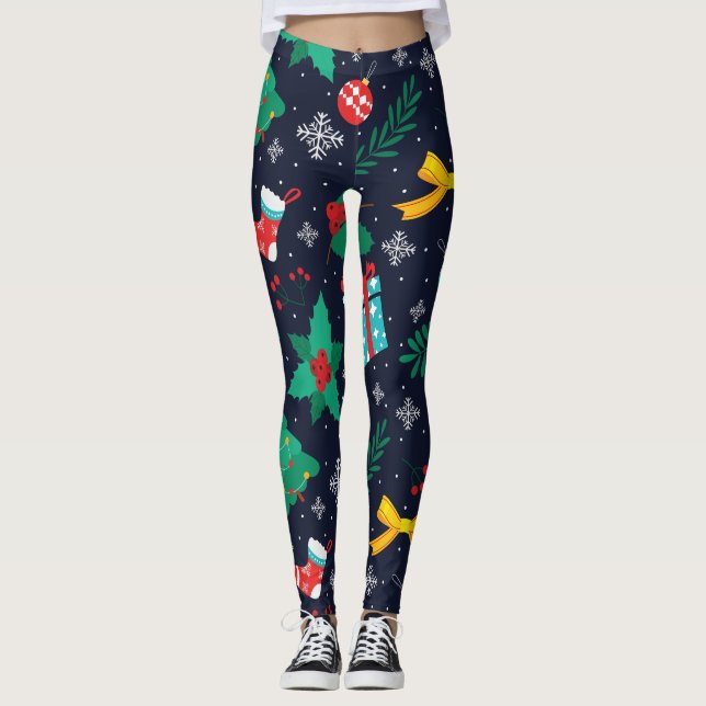 Leggings Navidades GreenTrees, Flakes, Stockings Pattern (Anverso)